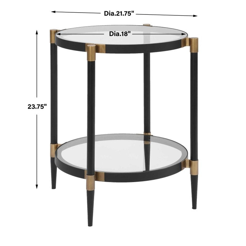 Chadid Round Glass Side Table by Uttermost dimensions diagram