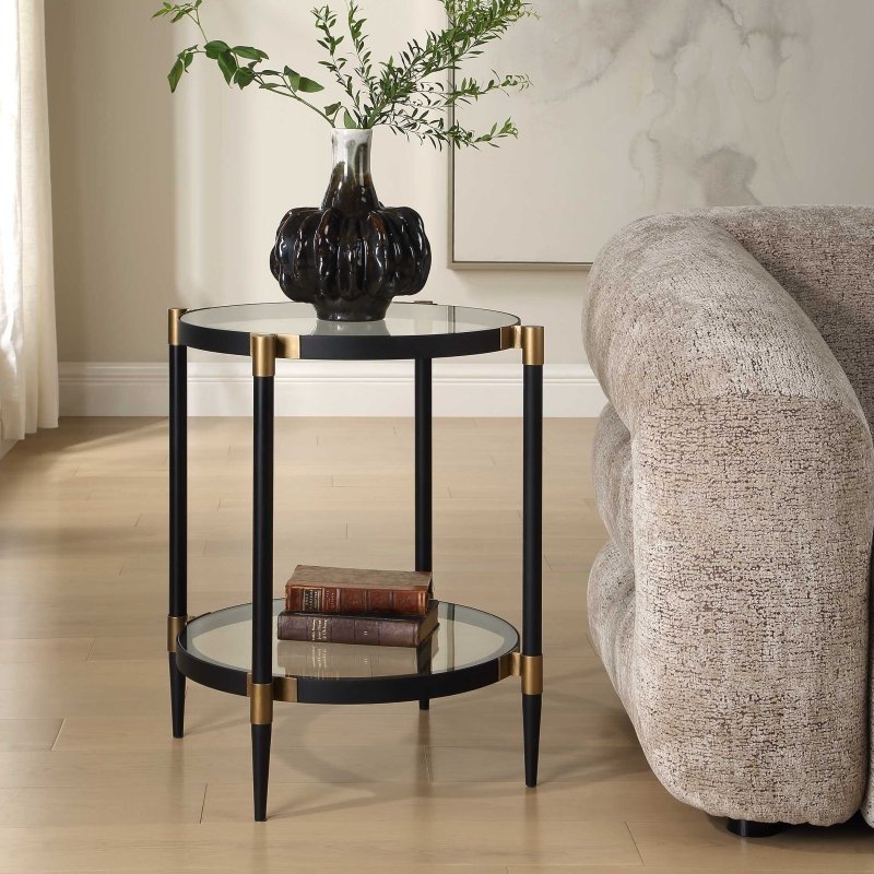 Chadid Round Glass Side Table by Uttermost alternate view 1
