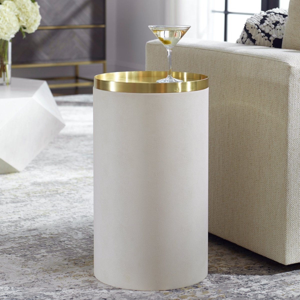 Circuit Brass & White Accent Table - Uttermost - Accent Tables by Modest Hut