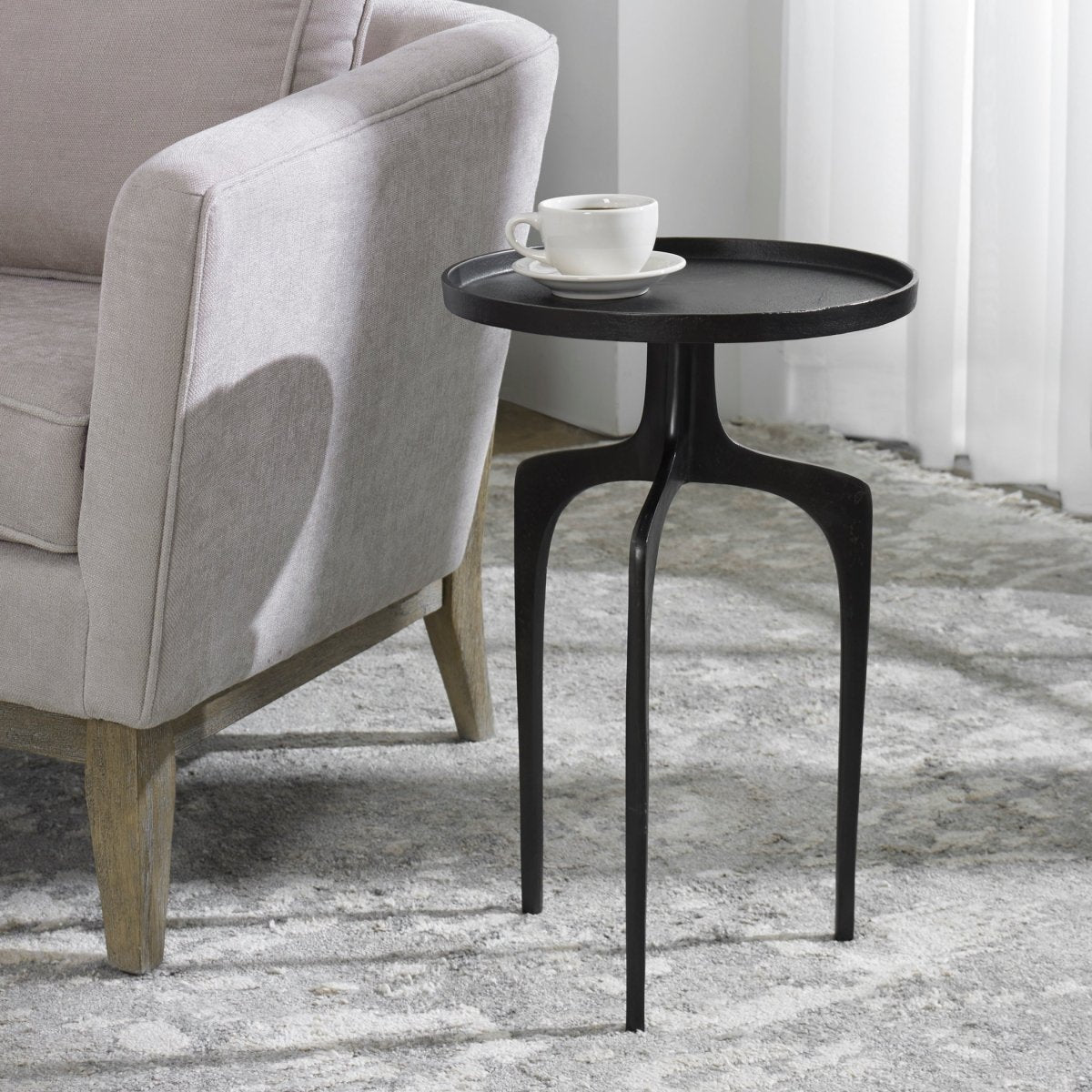 Espresso Cast Aluminum Accent Table with Raised Lip - Uttermost - Accent Tables by Modest Hut