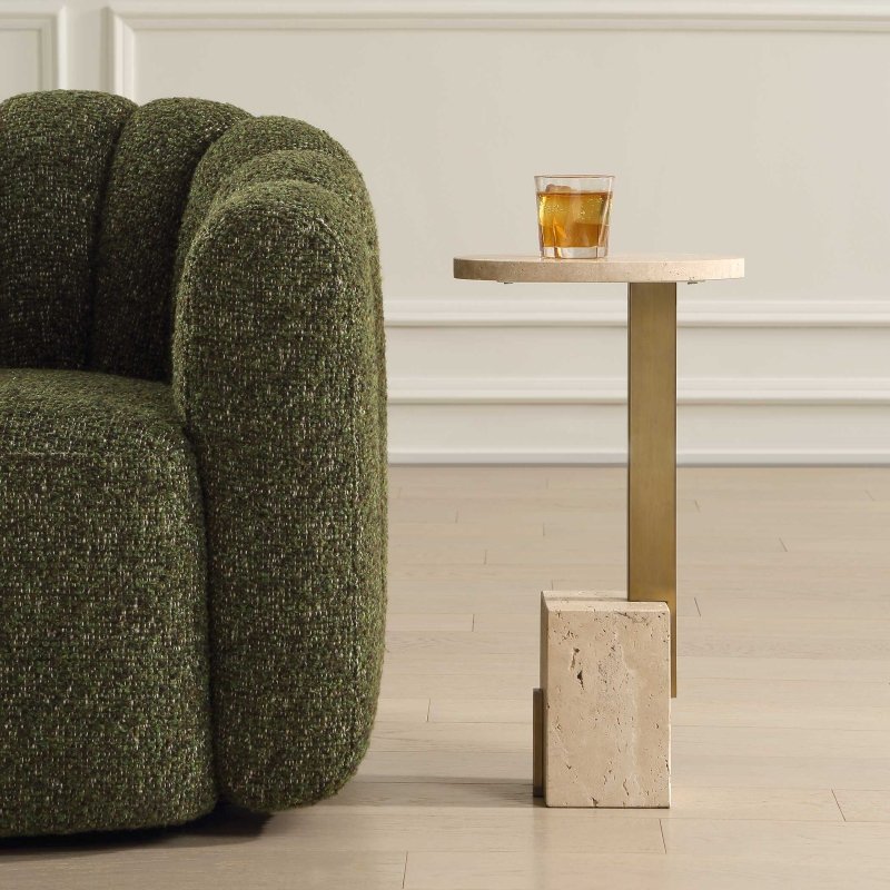 Feranno Travertine Accent Table - Accent Tables