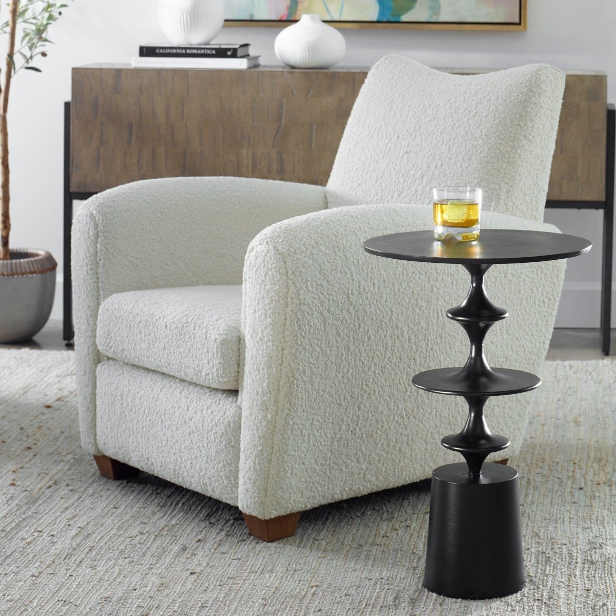 Flight Textured Black Accent Table - Uttermost - Accent Tables by Modest Hut