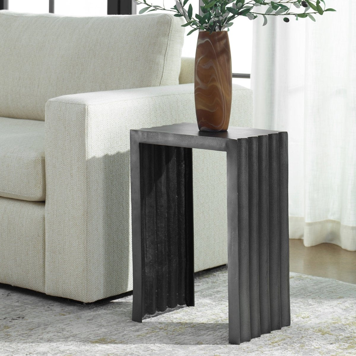 In The Groove Aluminum Accent Table - Uttermost - Accent Tables by Modest Hut