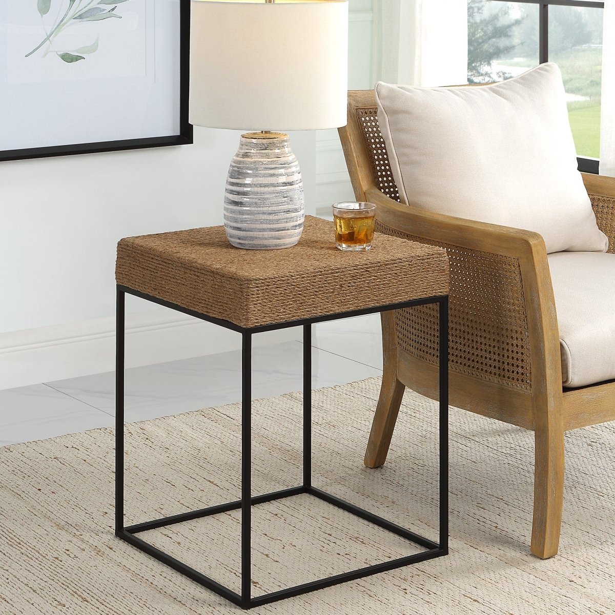 Laramie Rustic Rope Accent Table - Uttermost - Accent Tables by Modest Hut