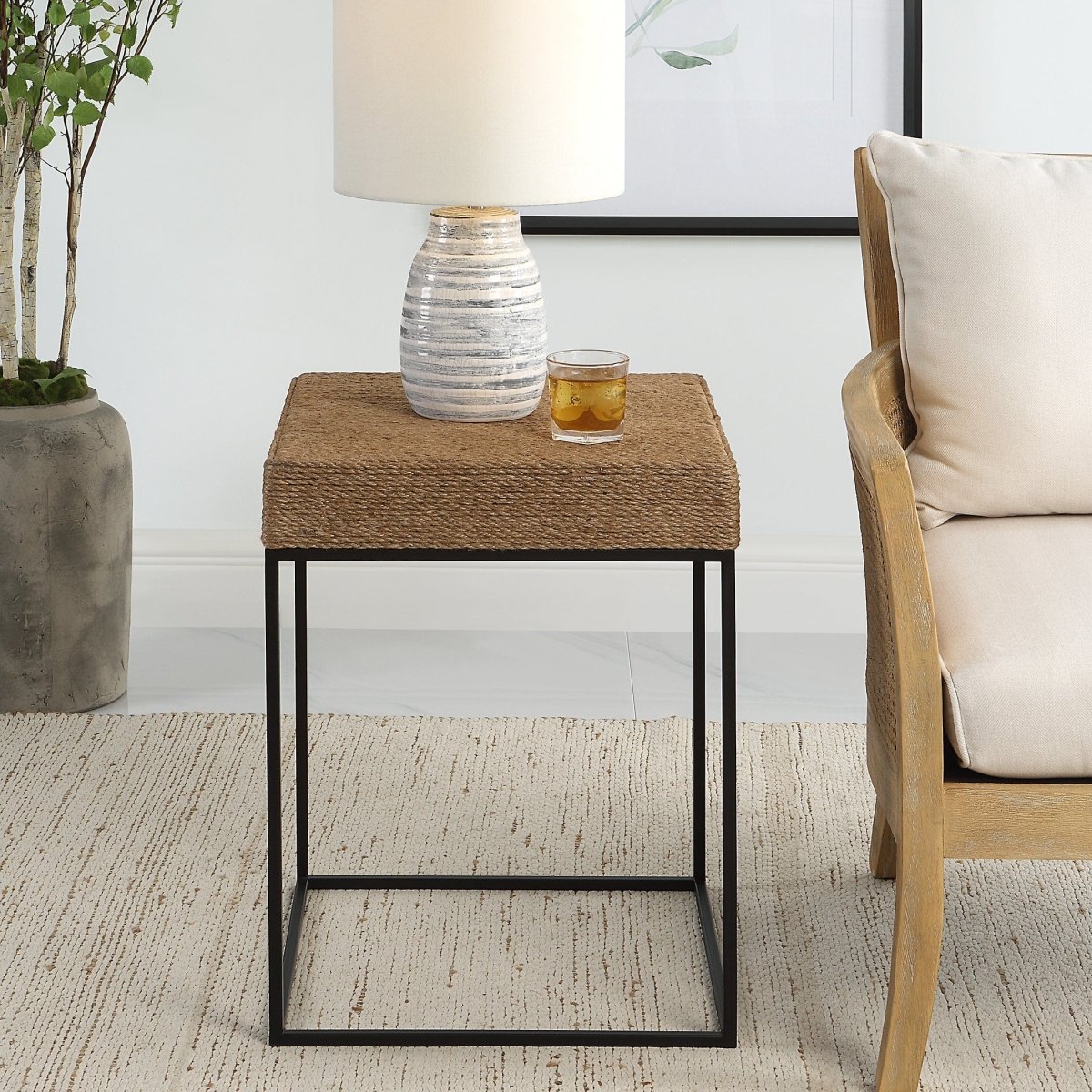 Laramie Rustic Rope Accent Table - Uttermost - Accent Tables by Modest Hut