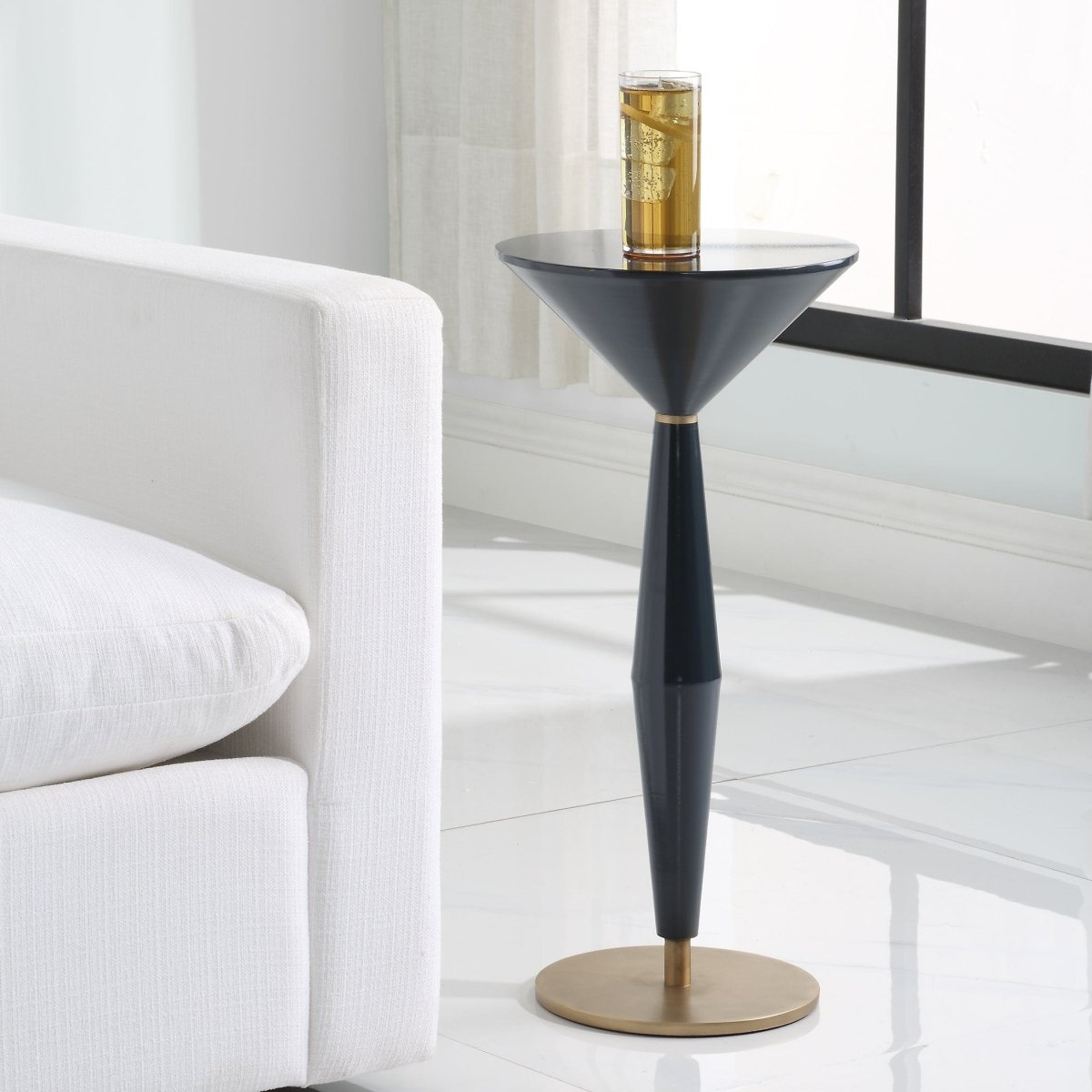 Luster Navy Blue Accent Table - Uttermost - Accent Tables by Modest Hut