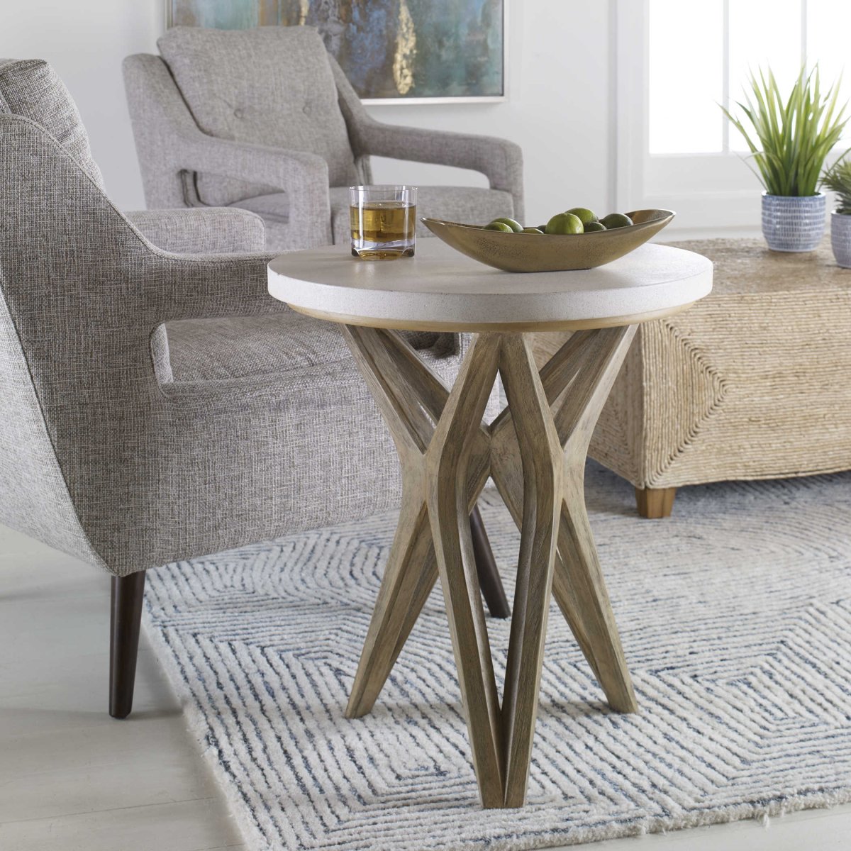 Marnie Limestone Side Table - Uttermost - Accent Tables by Modest Hut