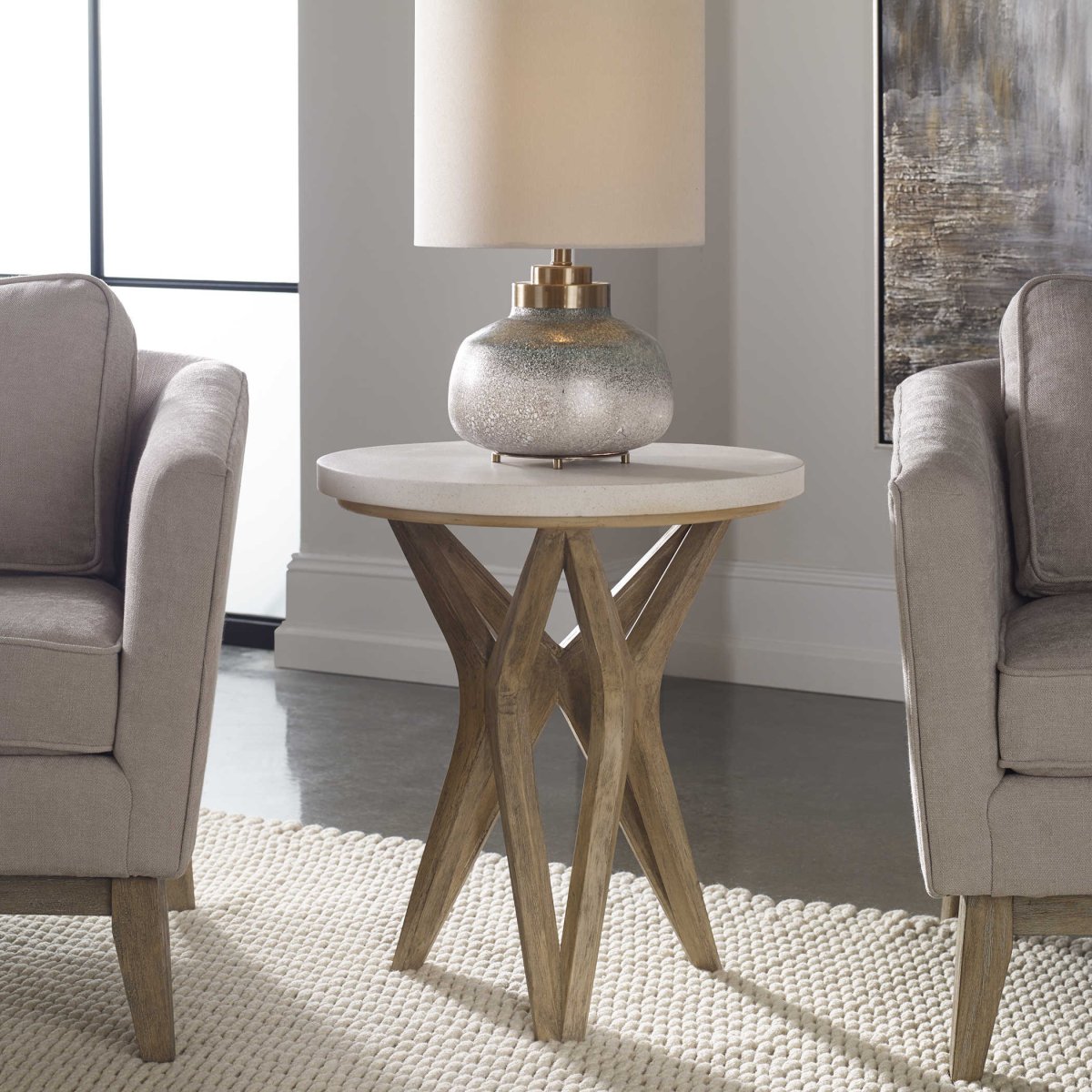 Marnie Limestone Side Table - Uttermost - Accent Tables by Modest Hut