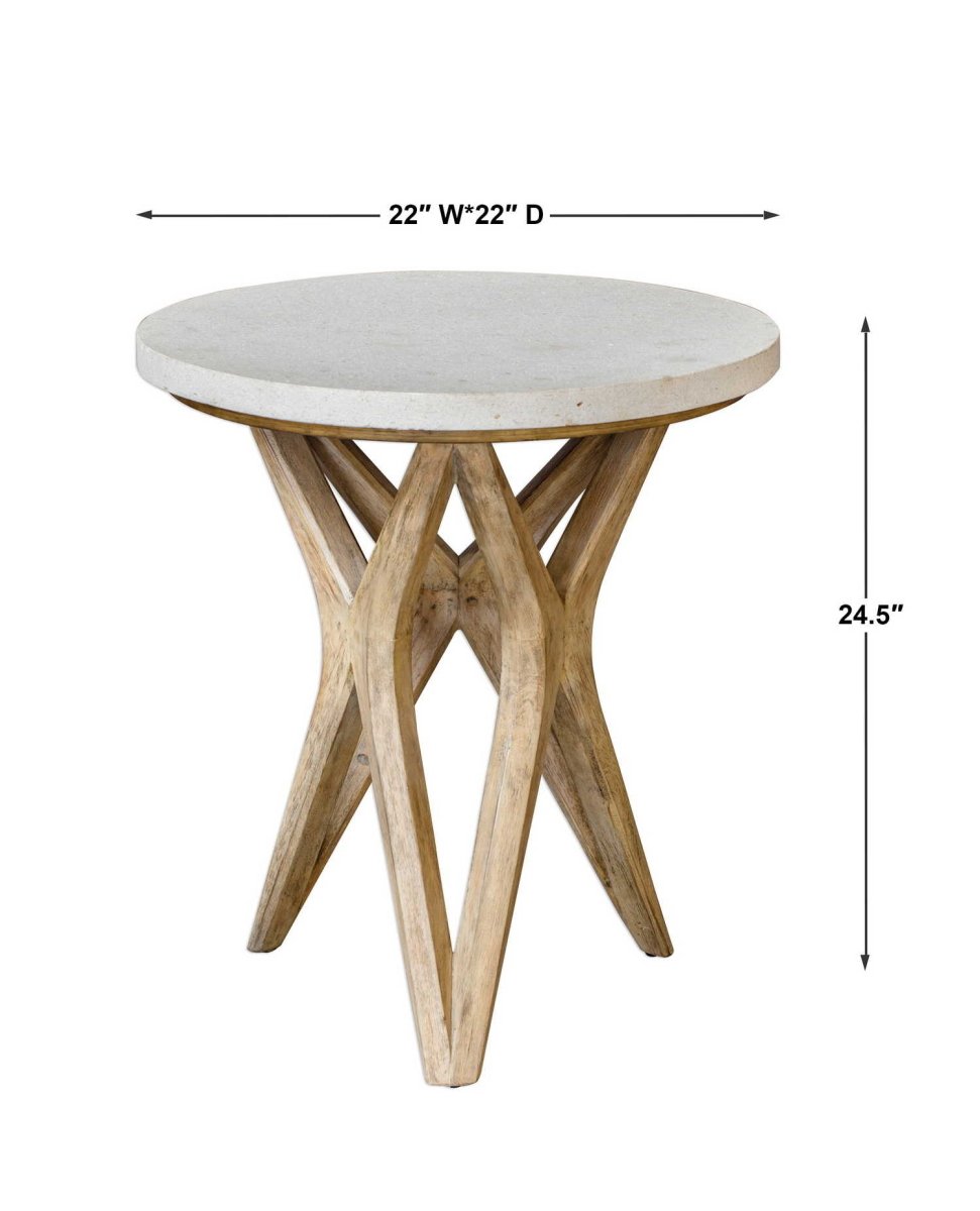 Marnie Limestone Side Table - Uttermost - Accent Tables by Modest Hut