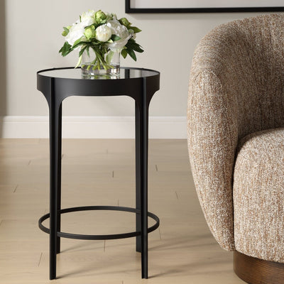 Matte Black Mirrored Top Accent Table - Uttermost - Accent Tables by Modest Hut