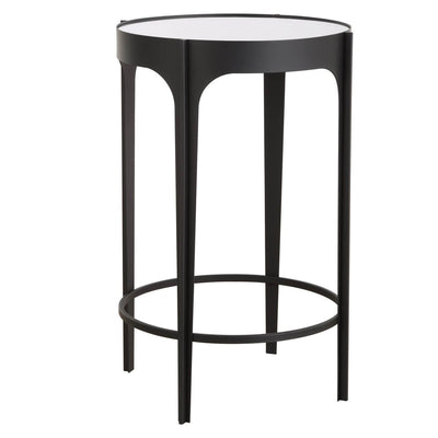 Matte Black Mirrored Top Accent Table - Uttermost - Accent Tables by Modest Hut