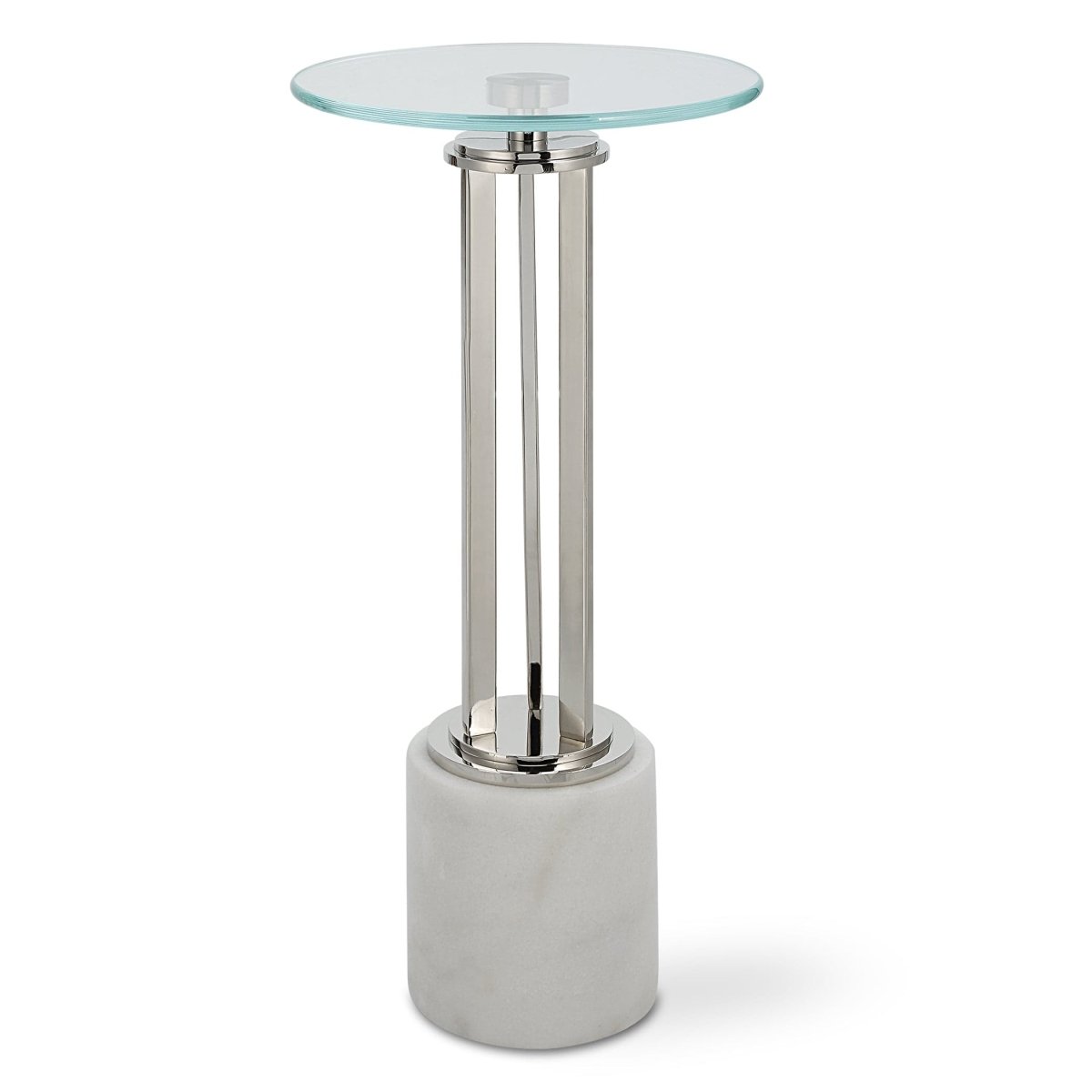 Mirrored Top Round Iron Accent Table - Uttermost - Accent Tables by Modest Hut