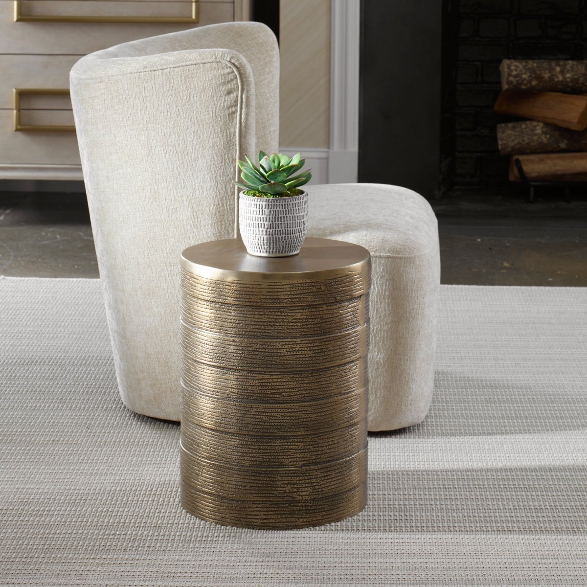 Odin Antique Brass Accent Table - Uttermost - Accent Tables by Modest Hut