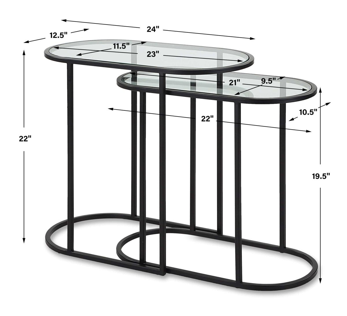Oval Shaped Iron Nesting Tables - S/2 - Uttermost - Accent Tables by Modest Hut