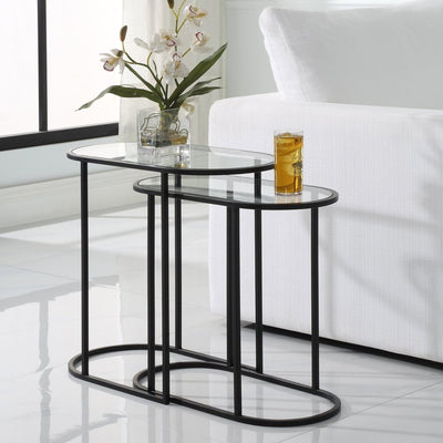 Oval Shaped Iron Nesting Tables - S/2 - Uttermost - Accent Tables by Modest Hut