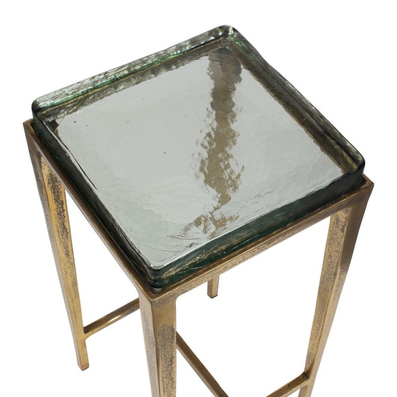 Side profile of the Preston Square Glass Accent Table by Uttermost