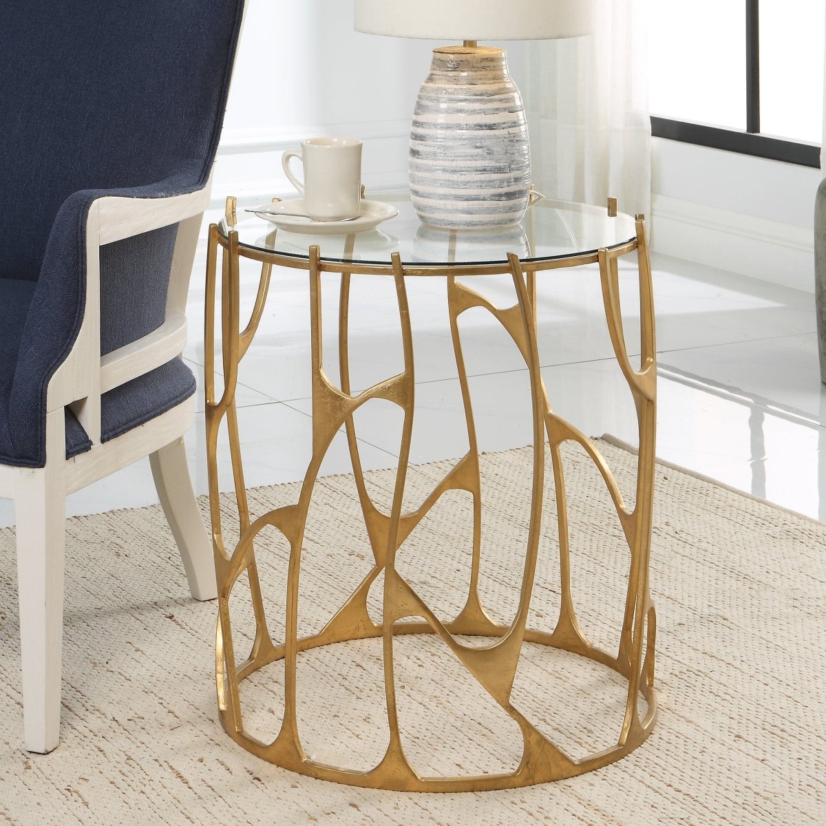 Ritual Round Gold Side Table - Uttermost - Accent Tables by Modest Hut