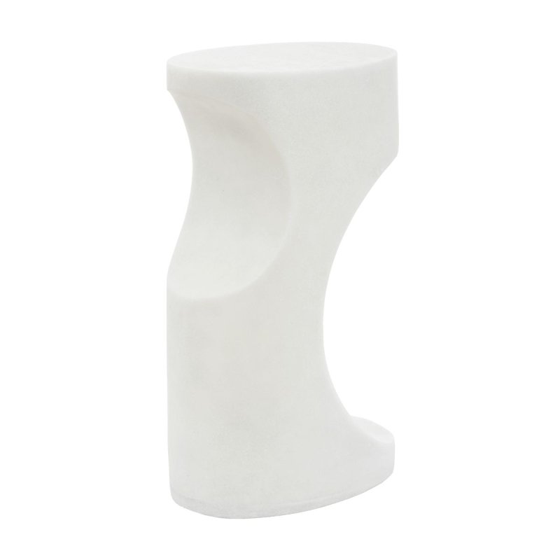 Detail view of the Stevie White Stone Indoor-Outdoor Accent Table finish and construction image 10