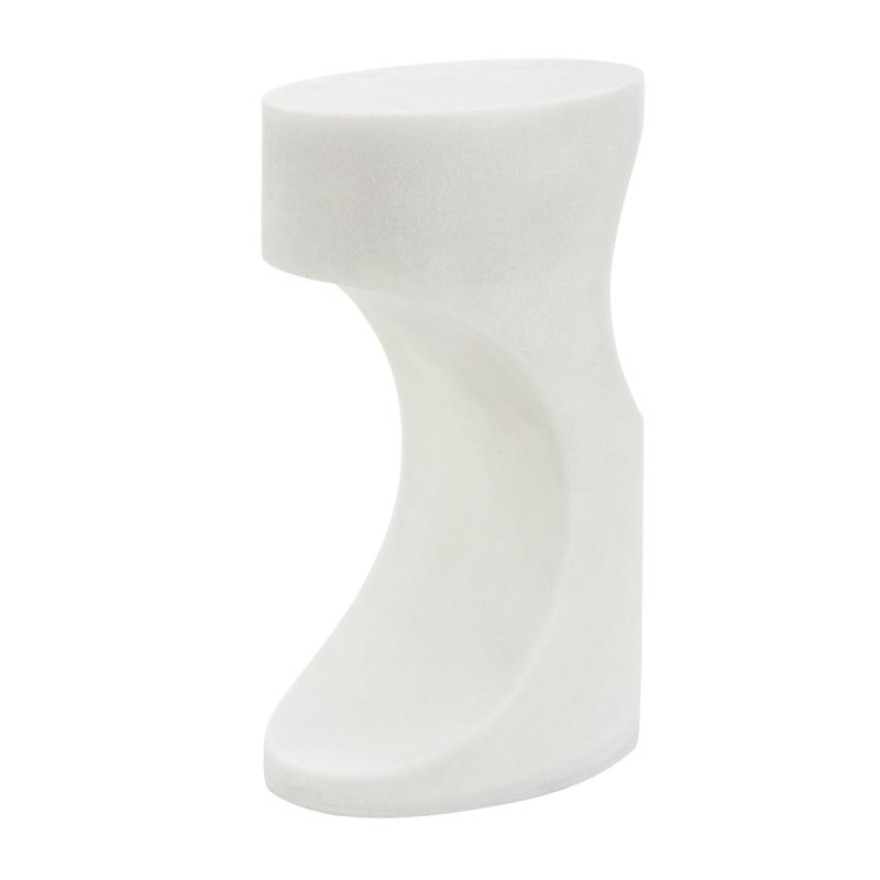 Detail view of the Stevie White Stone Indoor-Outdoor Accent Table finish and construction image 7