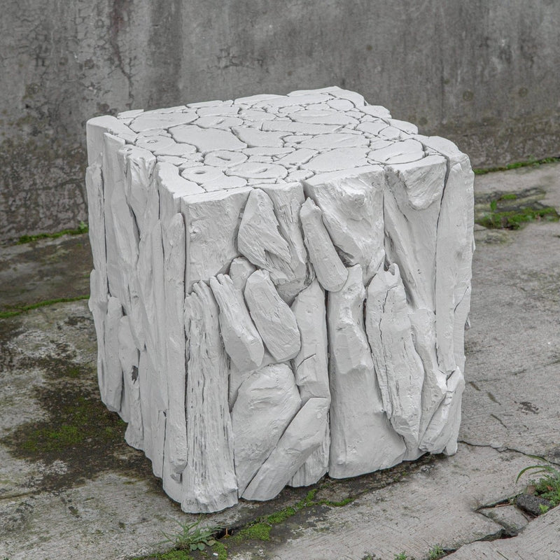 Teak Root White Bunching Cube - Uttermost - Accent Tables by Modest Hut