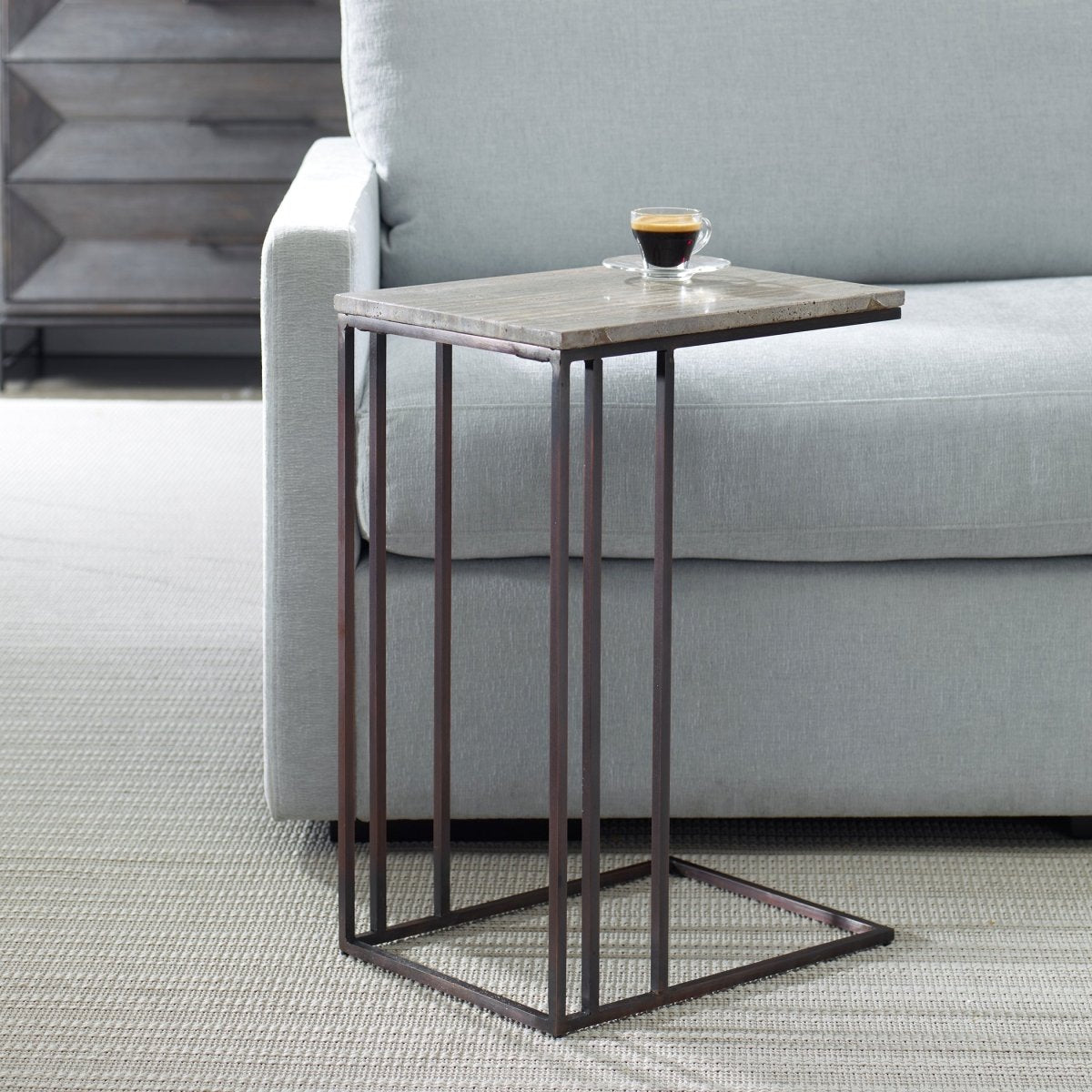 Theodore Travertine Accent Table - Uttermost - Accent Tables by Modest Hut