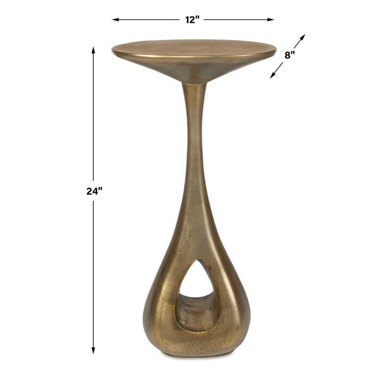 Dimension guide for the Tolstoy Antique Brass Indoor-Outdoor Accent Table accent table