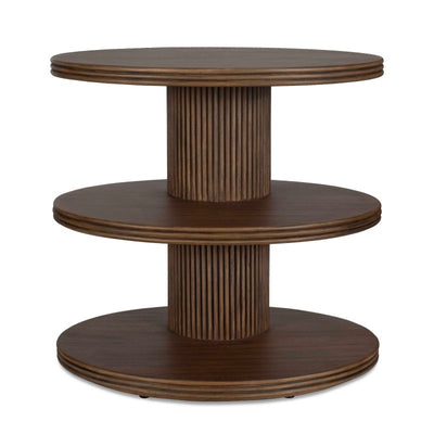 Top Tier Oval Walnut Side Table - Accent Tables