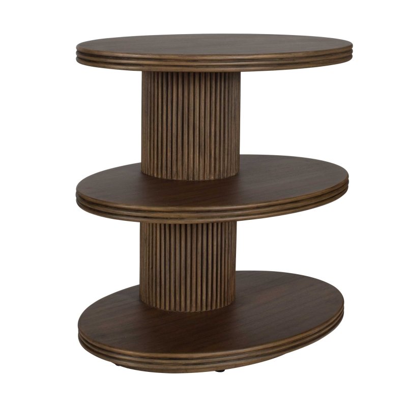 Top Tier Oval Walnut Side Table - Accent Tables