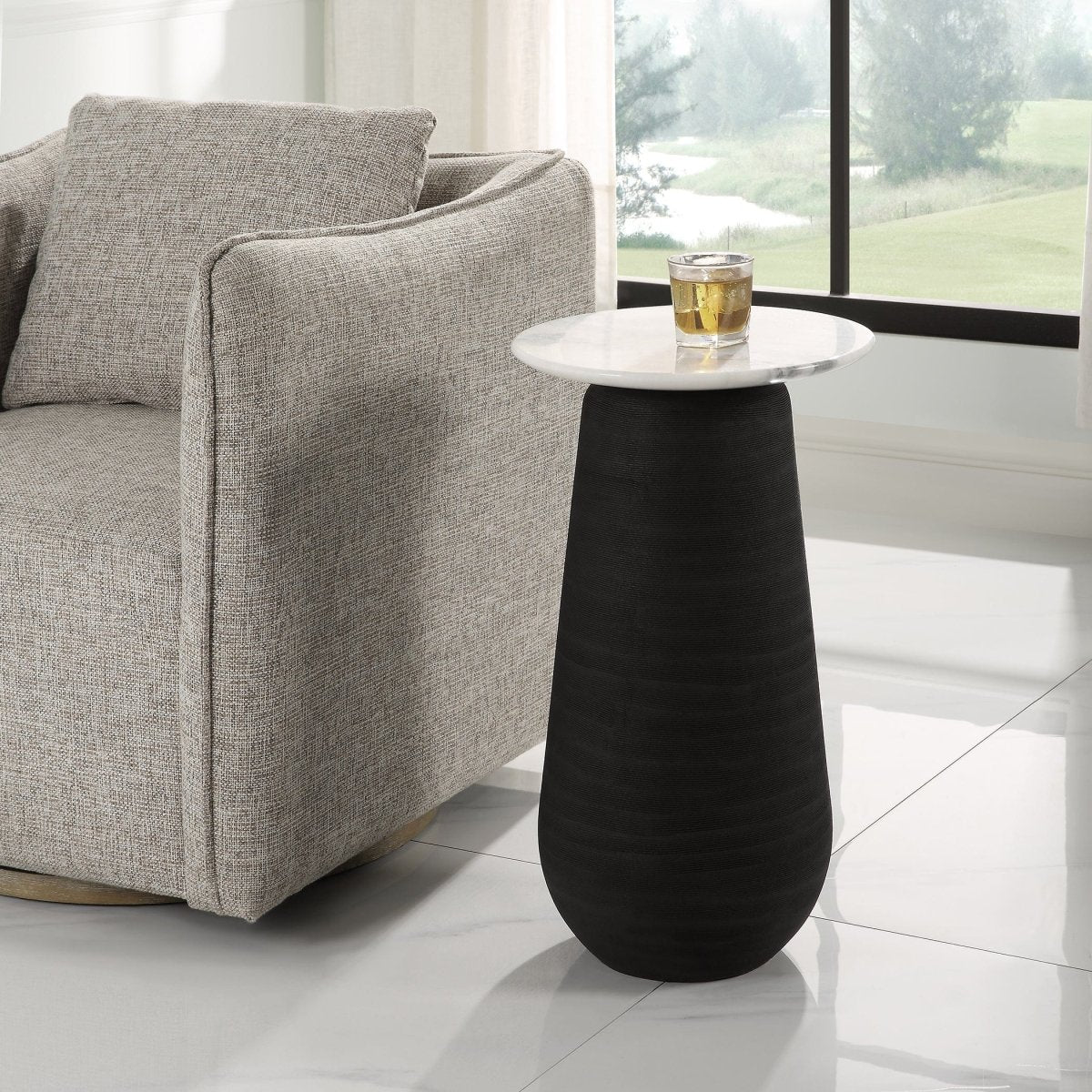 Total Eclipse Marble Accent Table - Uttermost - Accent Tables by Modest Hut