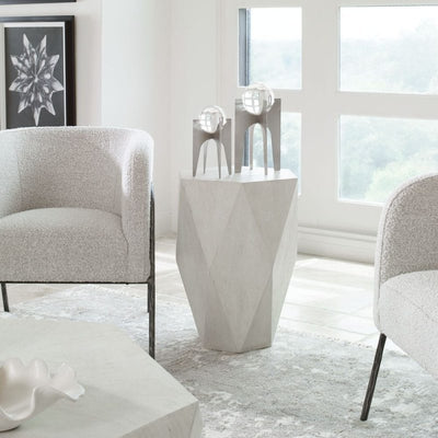 Voker White Geometric End Table - Uttermost - Accent Tables by Modest Hut