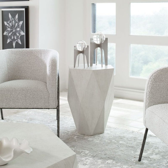Voker White Geometric End Table - Uttermost - Accent Tables by Modest Hut