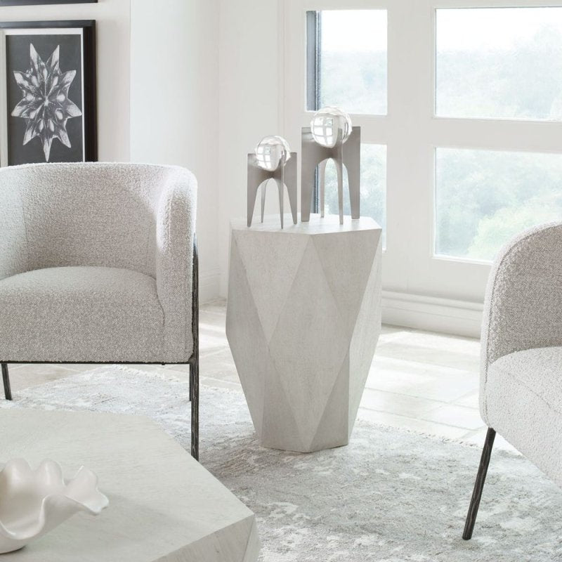 Voker White Geometric End Table - Uttermost - Accent Tables by Modest Hut