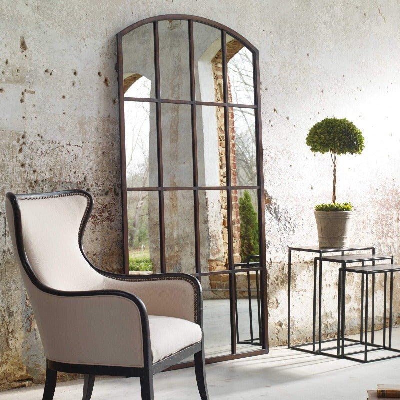 Amie Large Antique Iron Mirror - Uttermost - Arched Mirrors by Modest Hut