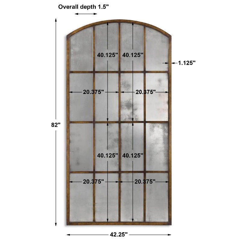 Amie Large Antique Iron Mirror - Uttermost - Arched Mirrors by Modest Hut