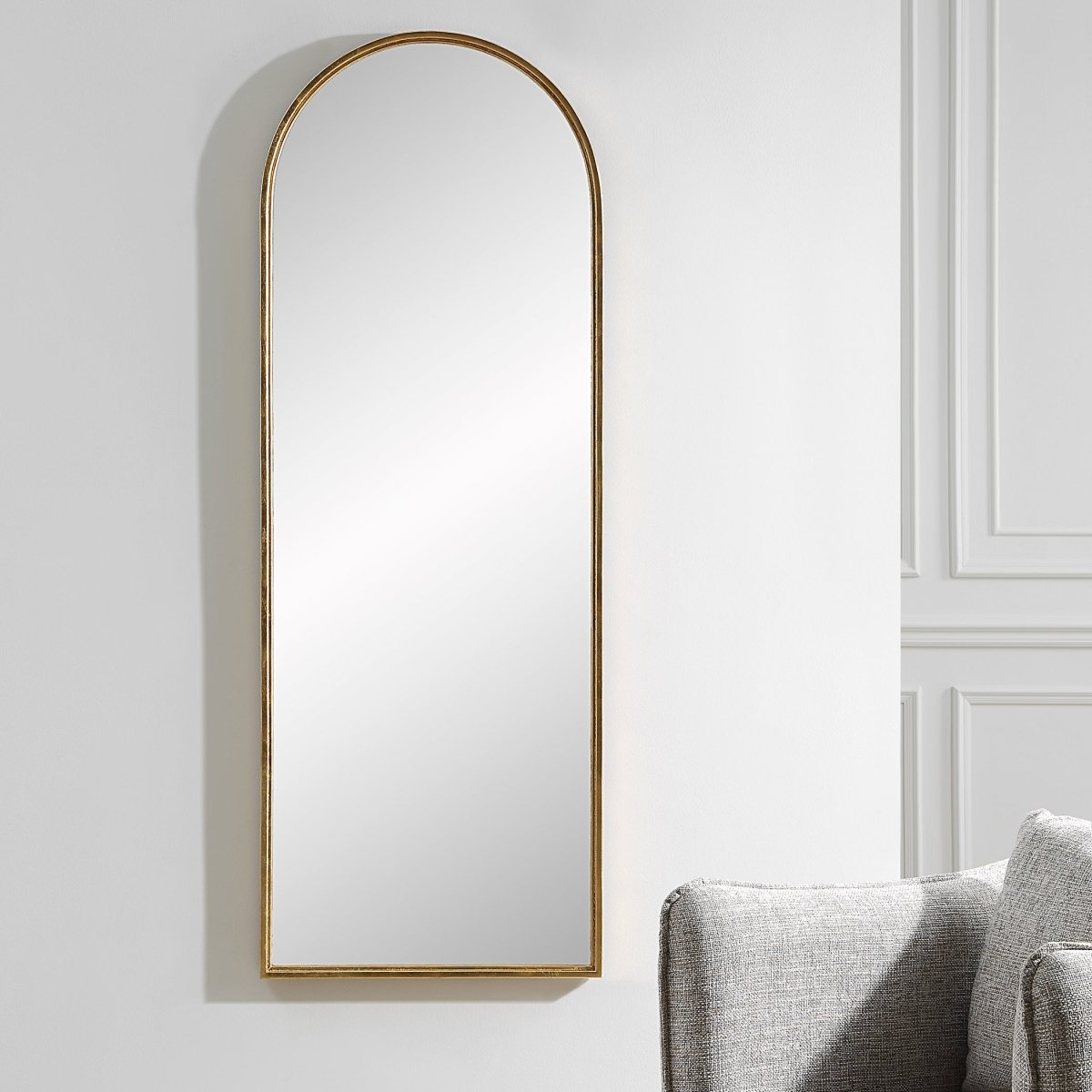 Antiqued Gold Arch Metal Mirror - Uttermost - Arched Mirrors by Modest Hut