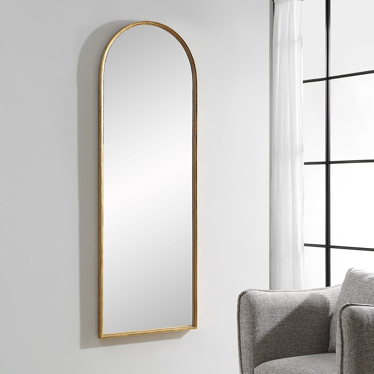 Antiqued Gold Arch Metal Mirror - Uttermost - Arched Mirrors by Modest Hut