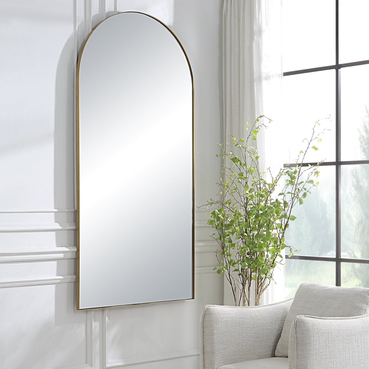 Crosley Antique Brass Arch Mirror - Uttermost - Arched Mirrors by Modest Hut