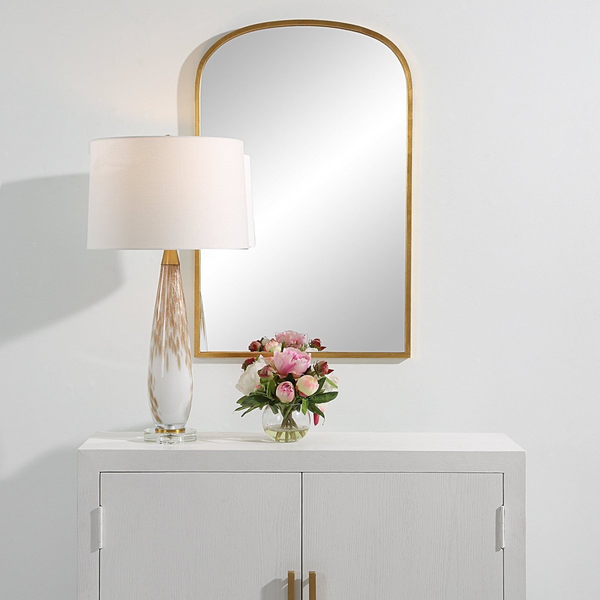 Gold Leaf Iron Framed Arched Mirror - Uttermost - Arched Mirrors by Modest Hut