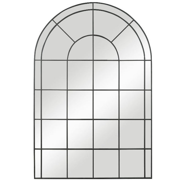 Grand Black Iron Arched Mirror in modern black frame