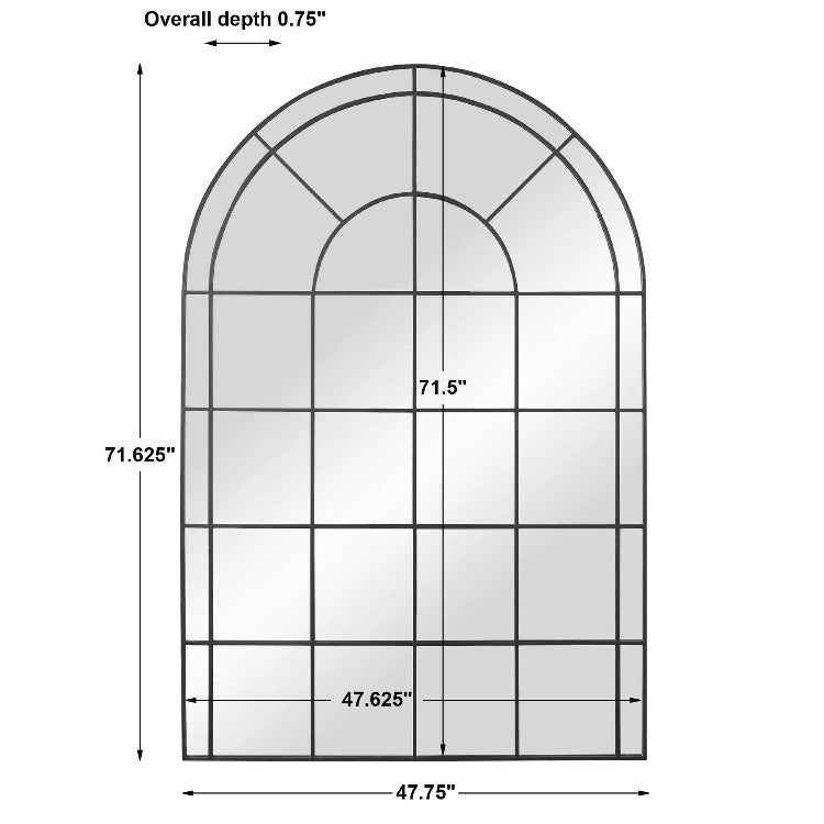 Grand Black Iron Arched Mirror - Uttermost - Arched Mirrors by Modest Hut