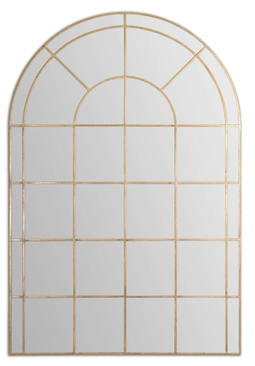 Grand Gold Iron Arched Mirror - Uttermost - Arched Mirrors by Modest Hut