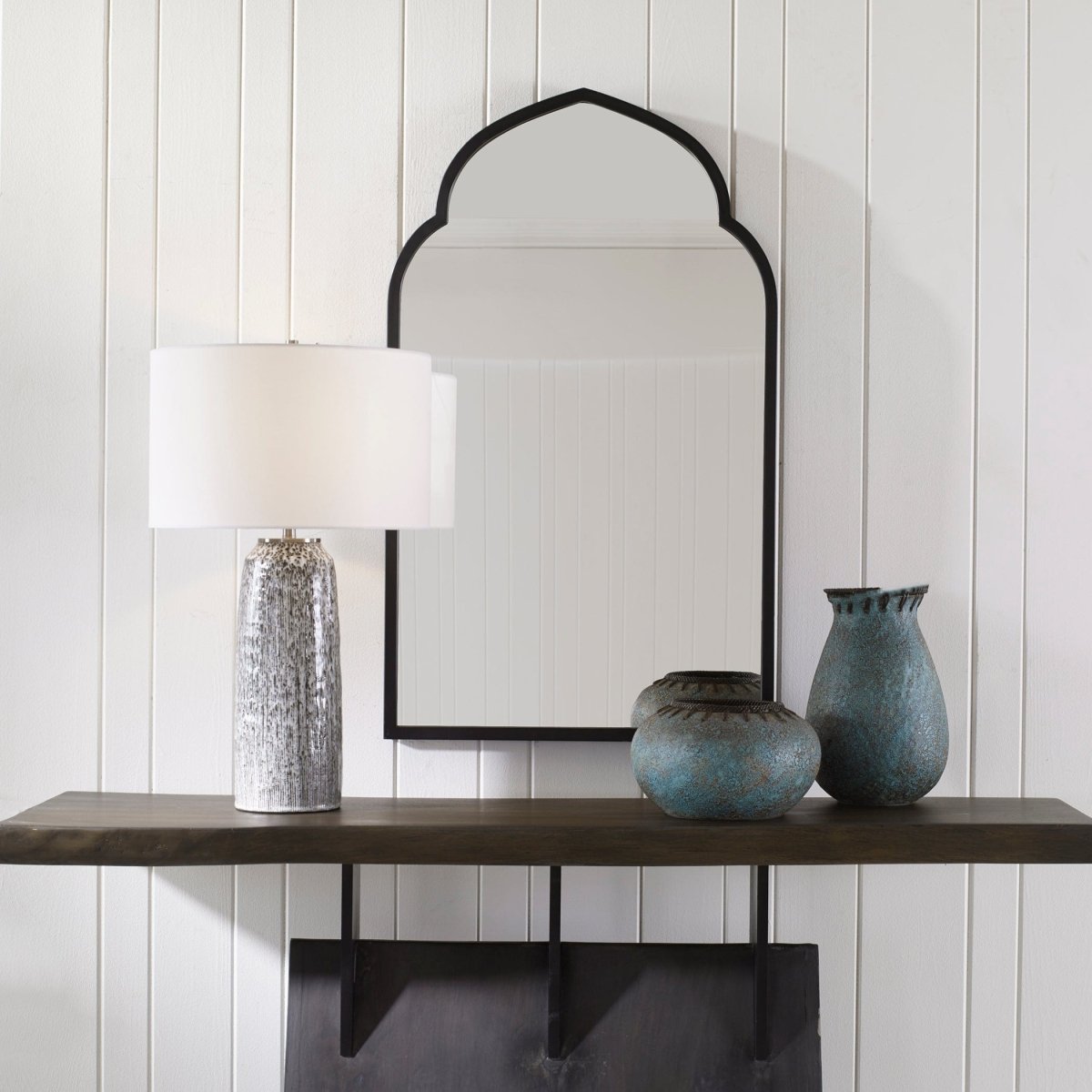 Kenitra Black Arch Mirror - Uttermost - Arched Mirrors by Modest Hut