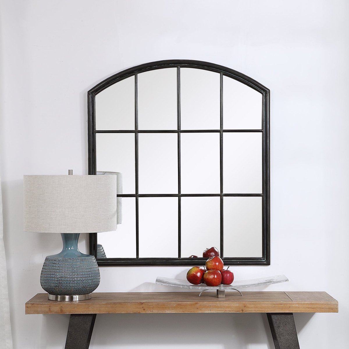 Lyda Aged Black Arch Mirror - Uttermost - Arched Mirrors by Modest Hut