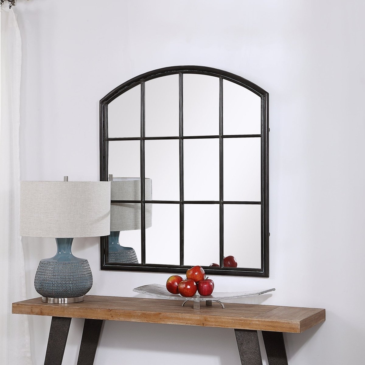 Lyda Aged Black Arch Mirror - Uttermost - Arched Mirrors by Modest Hut