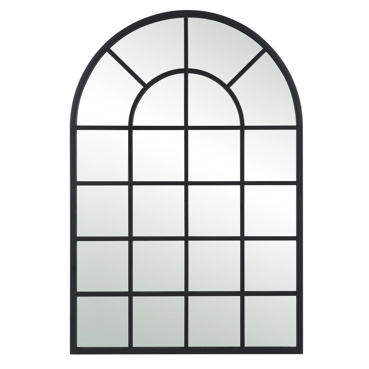 Matte Black Arched Windowpane Mirror - Uttermost - Arched Mirrors by Modest Hut