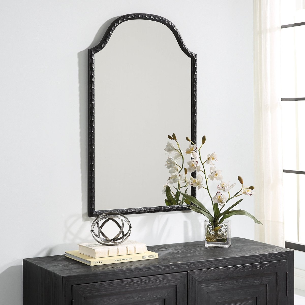 Matte Black Contemporary Style Arched Frame - Uttermost - Arched Mirrors by Modest Hut