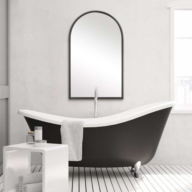 Matte Black Thin Frame Arch Top Mirror - Uttermost - Arched Mirrors by Modest Hut