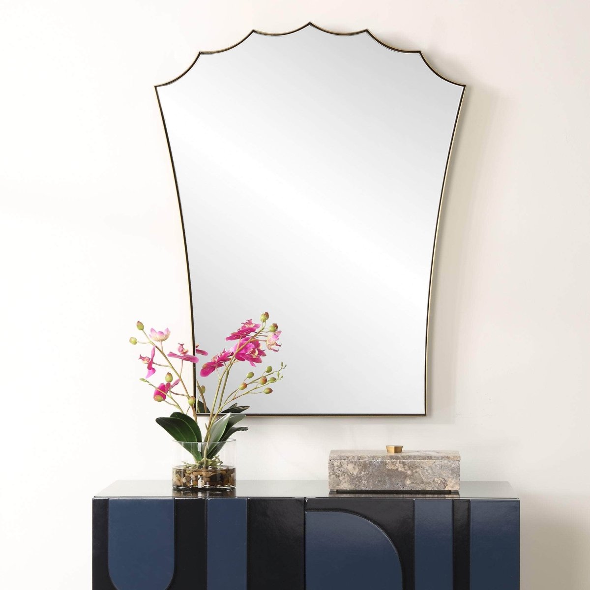 Monarch Scalloped Arched Vanity Mirror - Uttermost - Arched Mirrors by Modest Hut