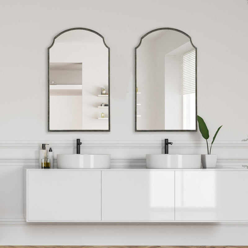 Rich Bronze Scalloped Corner Arch Top Mirror - Uttermost - Arched Mirrors by Modest Hut