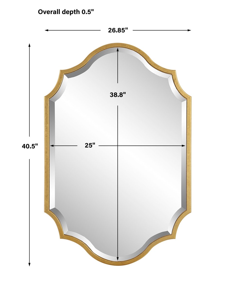 Rich Gold Leaf Curved and Arched Metal Frame Mirror - Uttermost - Arched Mirrors by Modest Hut